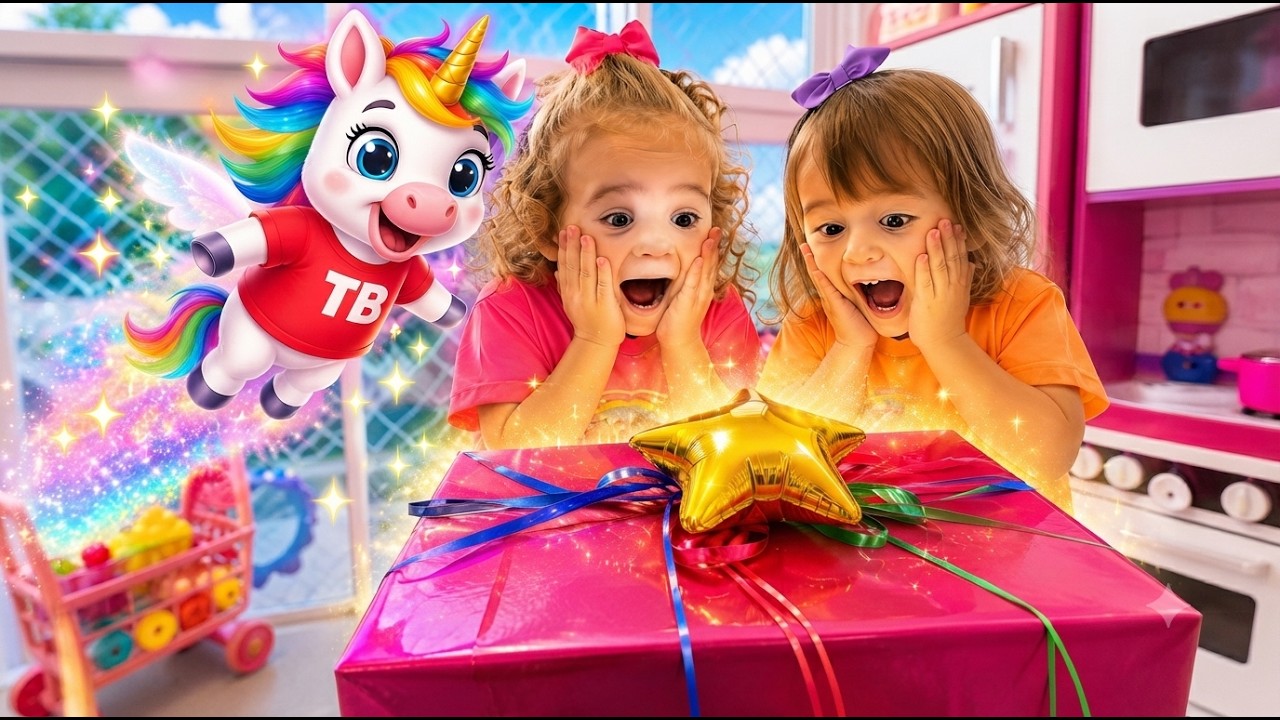 🦄 O Unicórnio LINO Trouxe um Presente Misterioso para TETÊ e BELLINHA! O Que Que Tem Nessa Caixa?