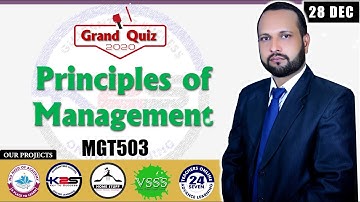 Grand Quiz MGT503 | MGT503 - Principles of Management Grand Quiz | Fall 2020