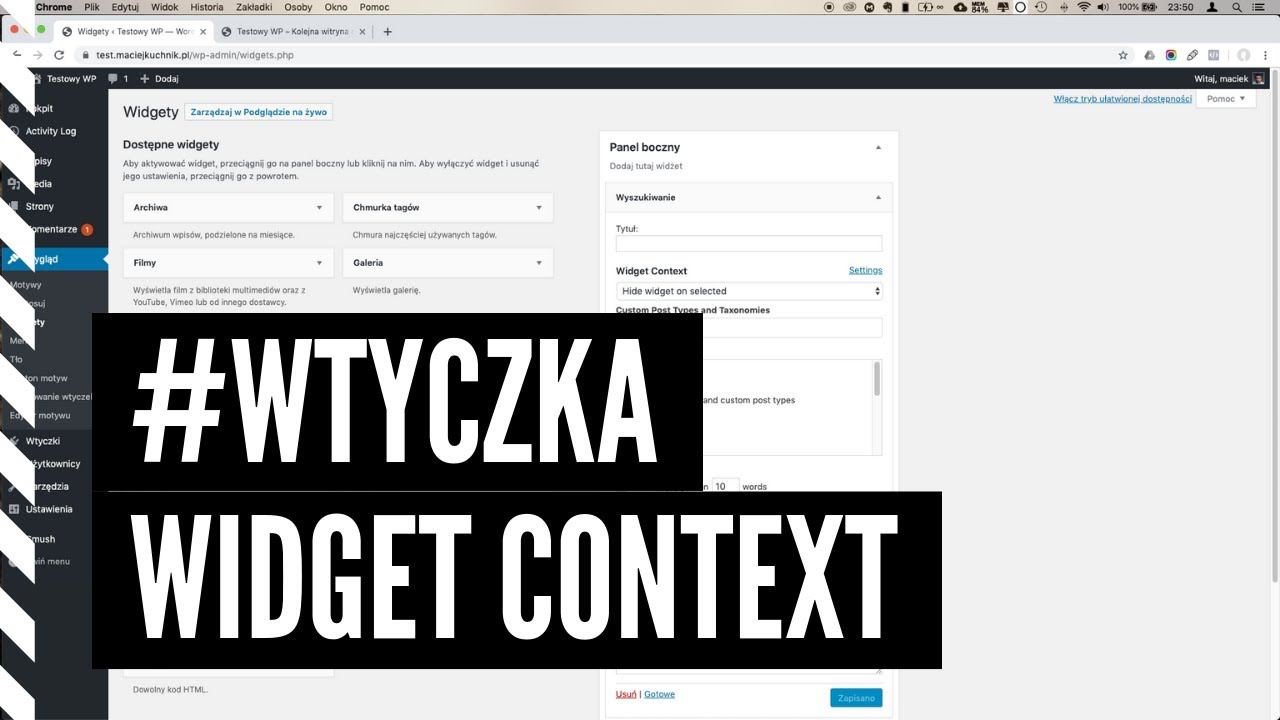 Widget Context - zarządzanie wyświetlaniem widgetów w WordPressie - YouTube