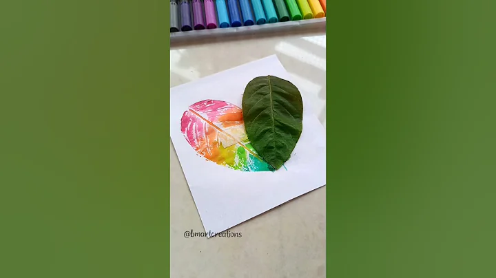 Colourful leaf painting🤯🍃🌈 #shorts #paintingideas #leafpainting #easy #diy #colors #shortsvideo #art