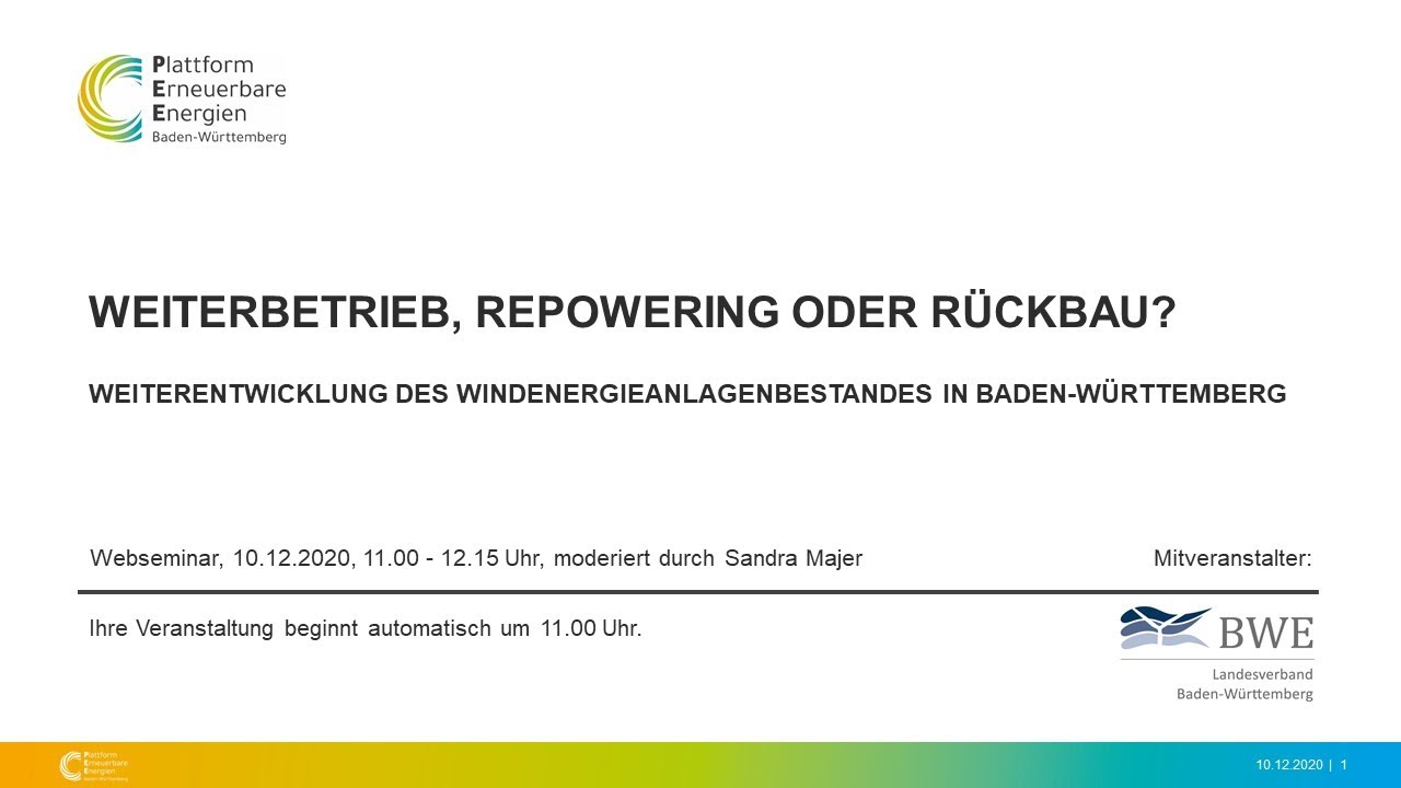 Webseminar: Weiterentwicklung des Windenergieanlagenbestandes