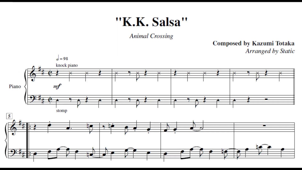 K.K. Salsa - Animal Crossing Piano Sheet Music