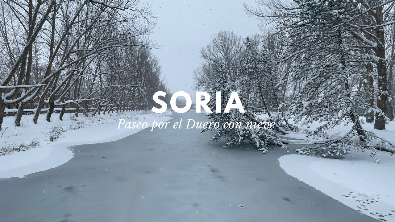 Walking around iced Douro river at Soria (Spain) | 4K | January 2021