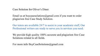 Case Solution Oliver’s Diner