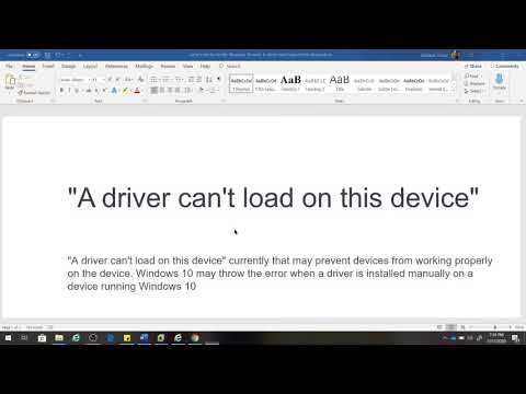 A driver can't load on this device