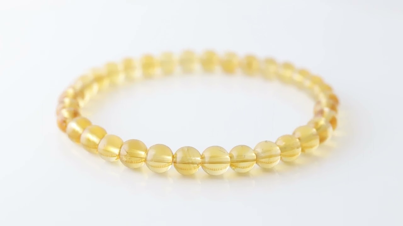 一点もの】シトリン6mm シンプルブレスレット【鑑別書付き】｜天然石 