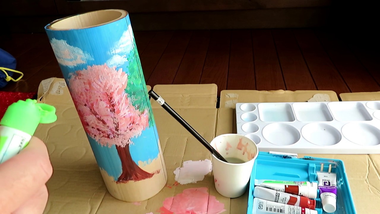 258【竹の飾り物】竹に色を塗る YouTube