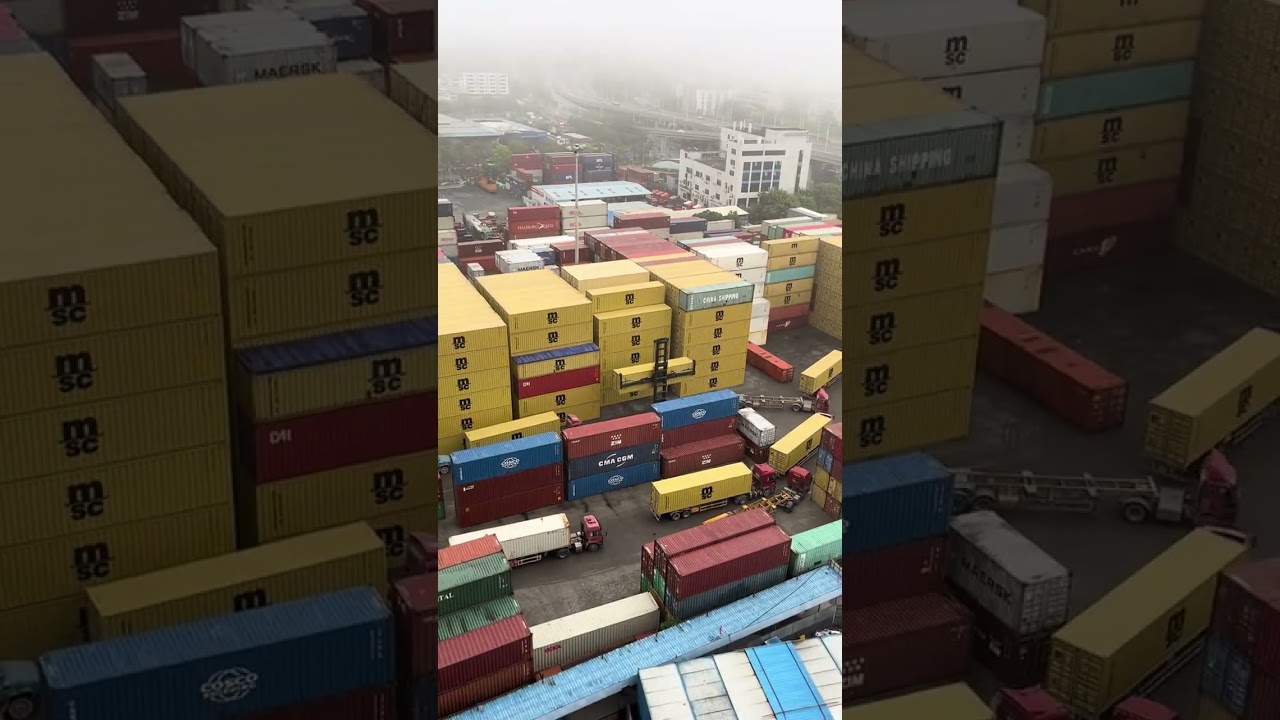 Reach Stacker Precision: Stacking High at the Yard! 🏗️ #Shorts #PortOperations #shippingfromchina