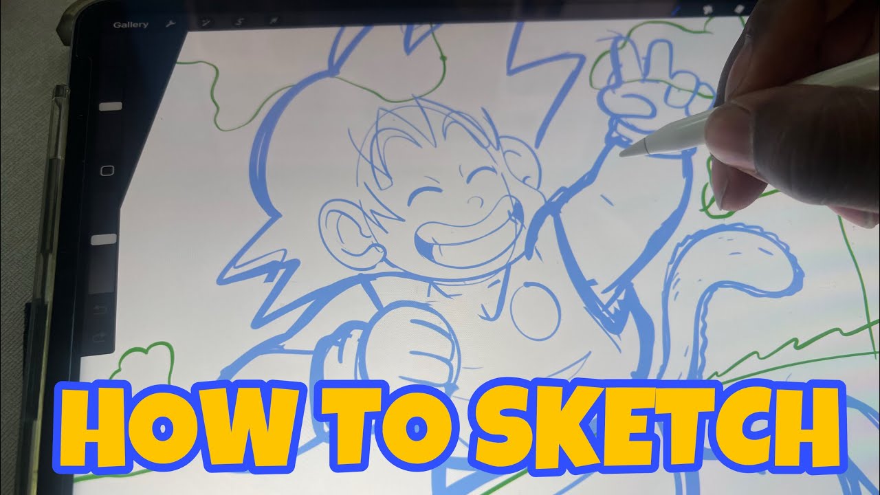 how to sketch on procreate digital art - YouTube