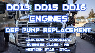 Freightliner cascadia DD13 DD15 DD16 DEF pump replacement low pressure improper quality