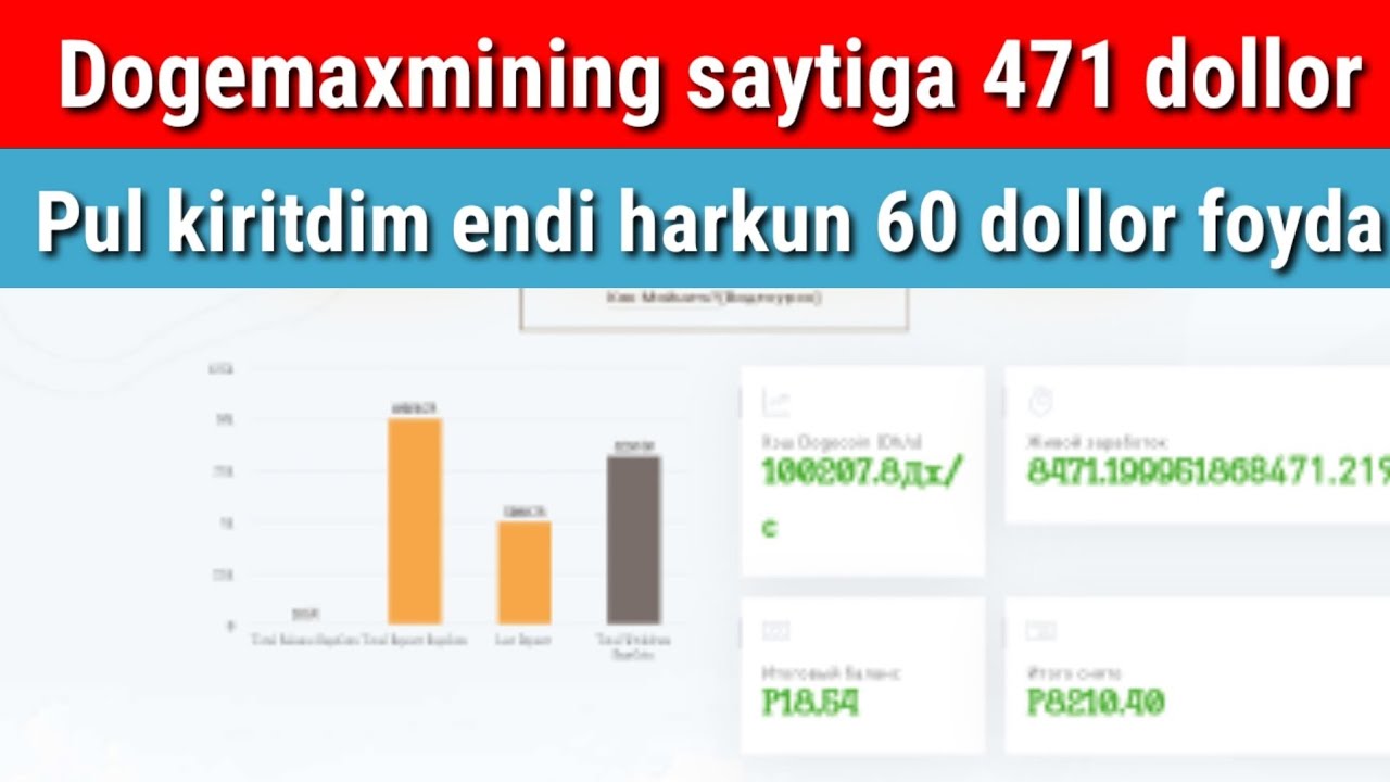 Dogemaxmining saytiga 471 dollor yana depozit  qildim endi har kun 60 dollordan chiqarib olaman