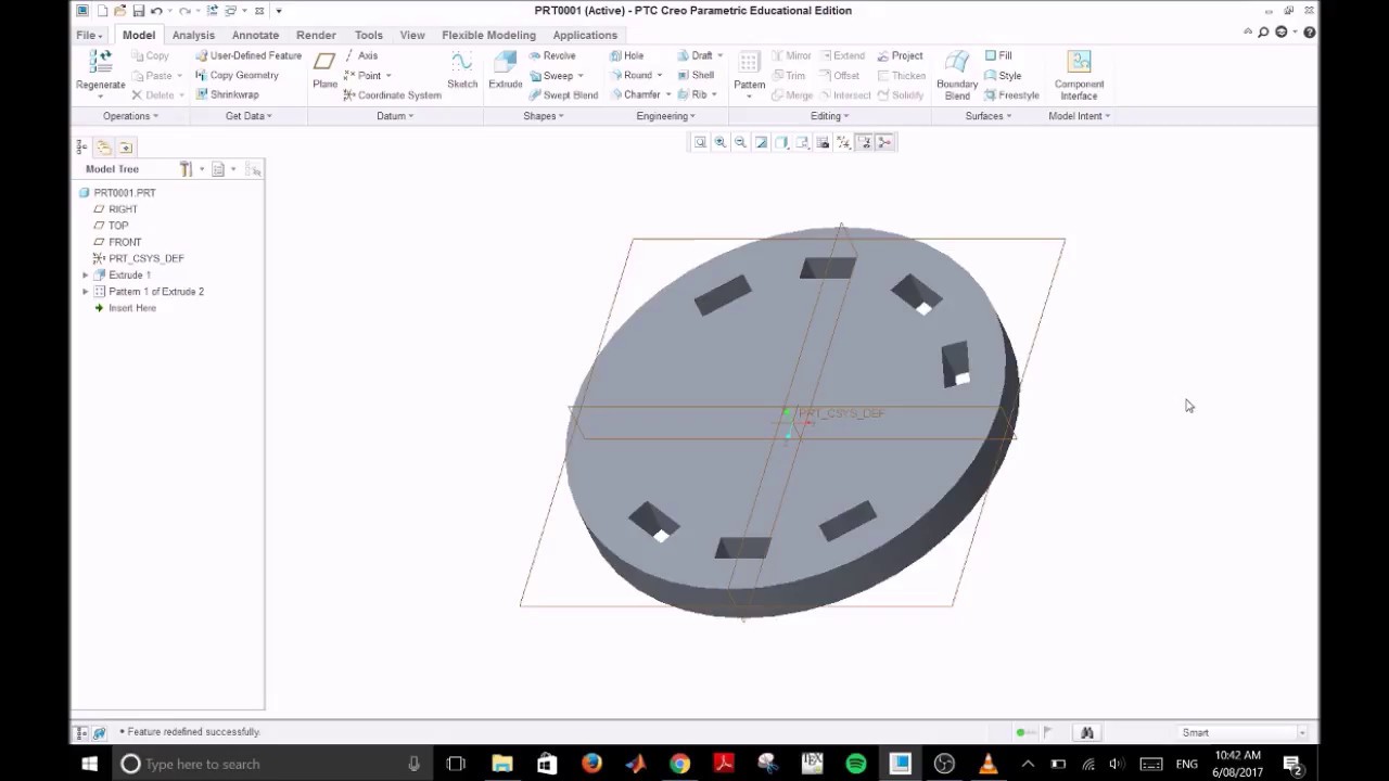 MECH1110 Creo Tutorial 7: Patterns and Mirroring - YouTube