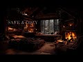 Cozy Rainy Cabin Night | Rain, Distant Thunder & Fireplace Sounds for Deep Sleep (No Ads)