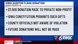 Iowa auditor flags donations in Henry County, Iowa