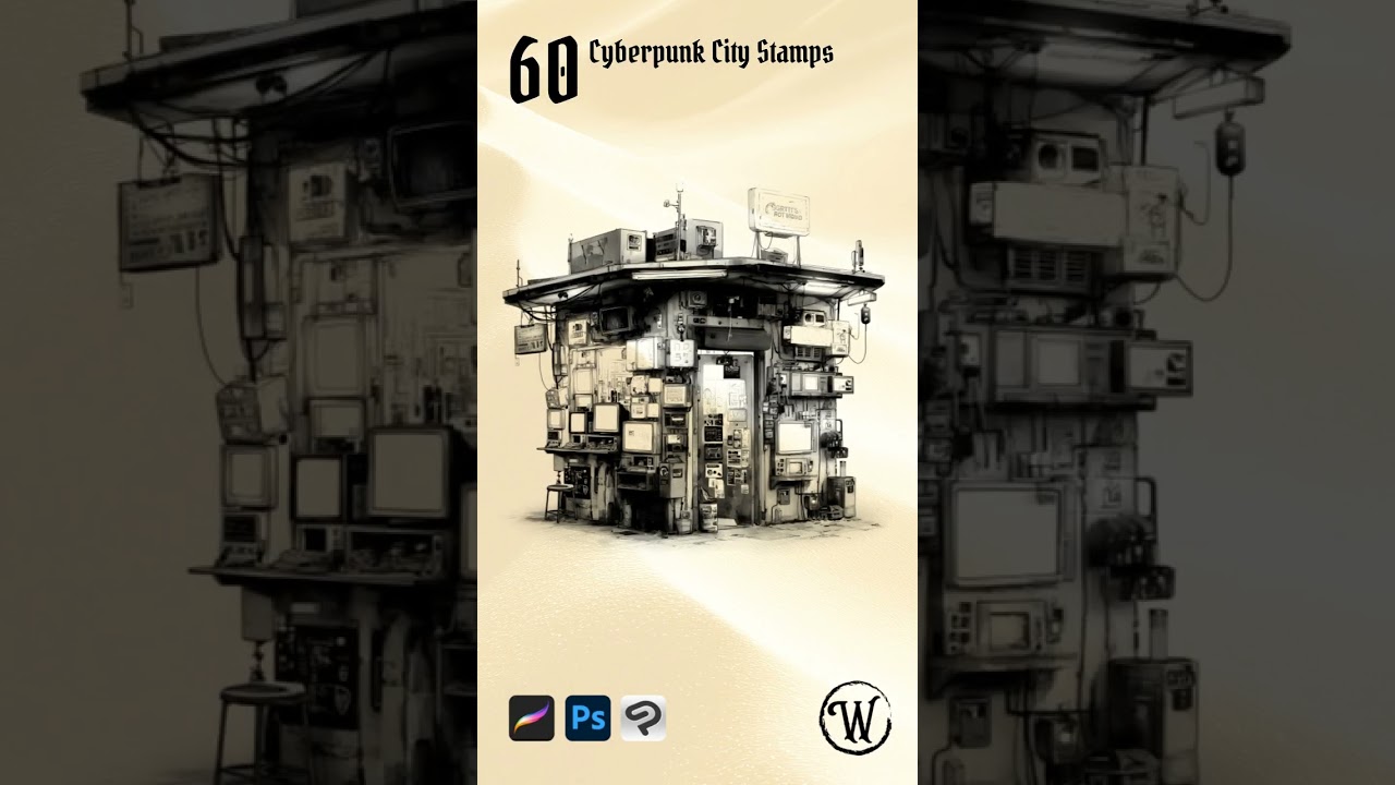 Cyberpunk City Procreate Stamps - Futuristic Art Collection Ideas