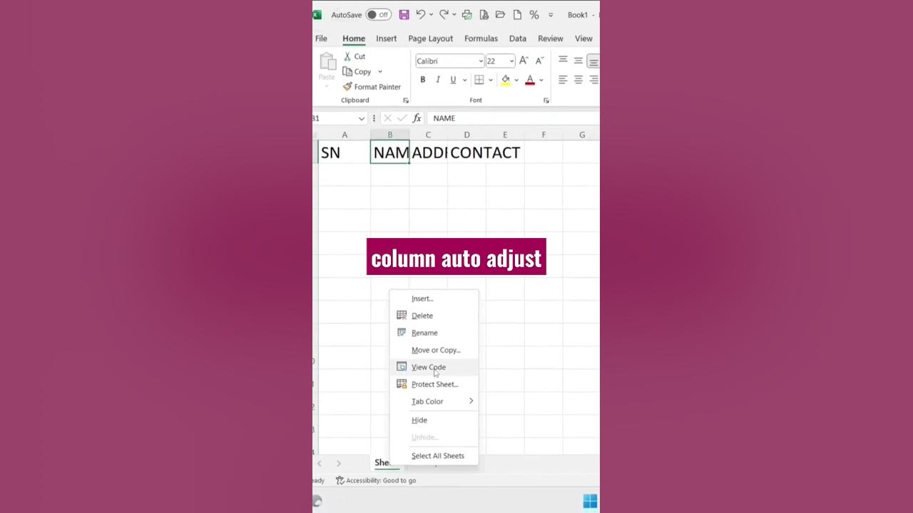 Excel auto column adjust setting cell auto adjust youtube