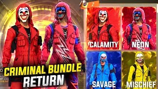 Red Criminal neon Bundle Confirm Date  Free Fire New Event  Red Criminal Incubator Return Date