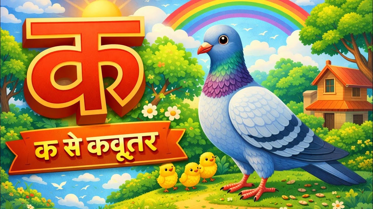 क से कबूतर | Hindi Alphabet for Kids | क अक्षर सीखें | क अक्षर से कबूतर | Nursery Rhymes Hindi