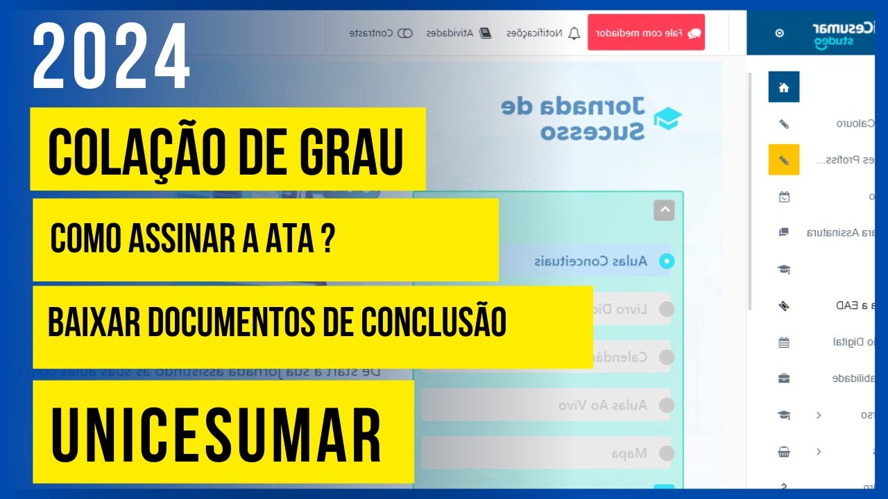 2026 - Colação de Grau - Unicesumar - Assinar ATA e baixar documentos