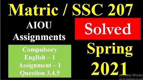 AIOU Solved Assignments | Spring 2021 | Compulsory English - 1 | Matric/SSC (207) | Assignment - 1