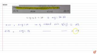 Famous The number of nonnegative integer solutions of `x+y+2z =20` is Profile