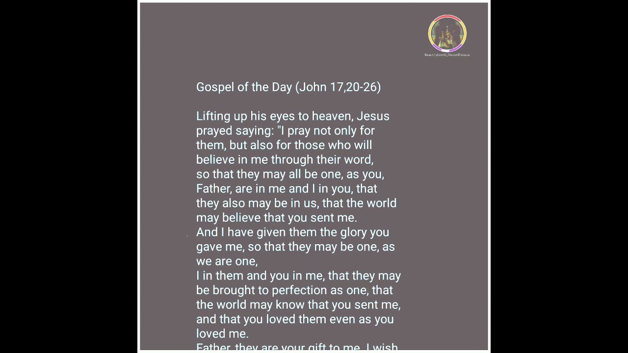 Gospel Of The Day John 17 20 26 YouTube Gospel Of The Day John 17 20 26 YouTube