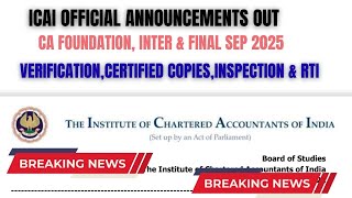 ICAI Verification,Certified Copies,Inspection & RTI Official Announcement Out & Complete Information screenshot 1