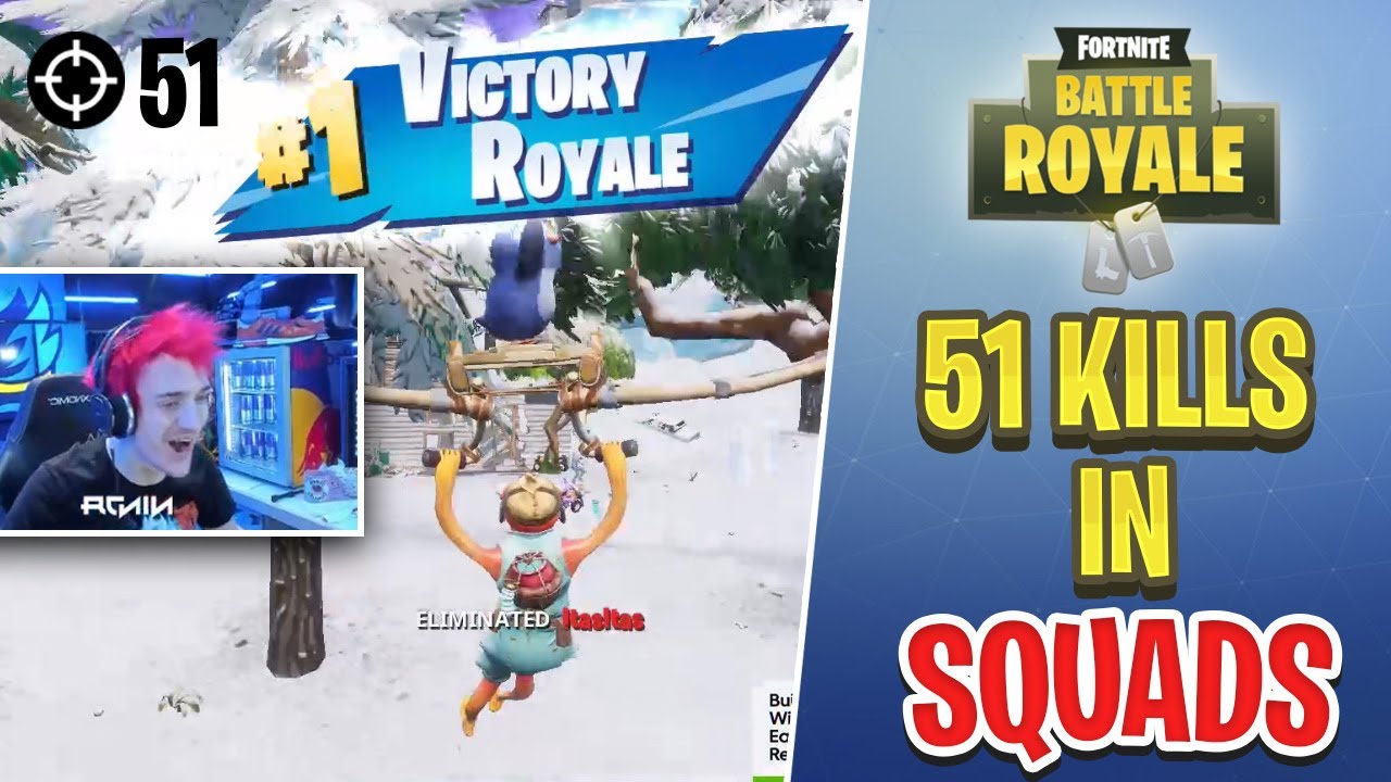 NINJA 51 KILL SQUAD GAME WITH FISHSTICK | Daily Fortnite Moments Ep.12