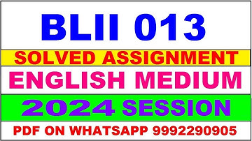 blii 013 solved assignment 2024 | blii 13 solved assignment in english 2023-24 | blii 13 2024
