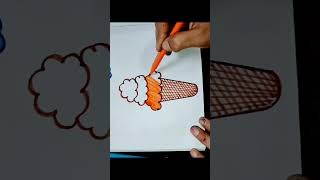 Easy nd step by step ice cream drawing//coloring for kids🥰#drawing#kids#short video#subscribe🙏🏻