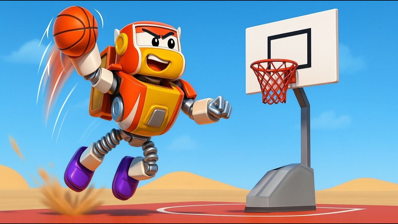 🤖 Les robots jouent au basket-ball 🏀 Dessins animés de voitures pour enfants | Robofuse