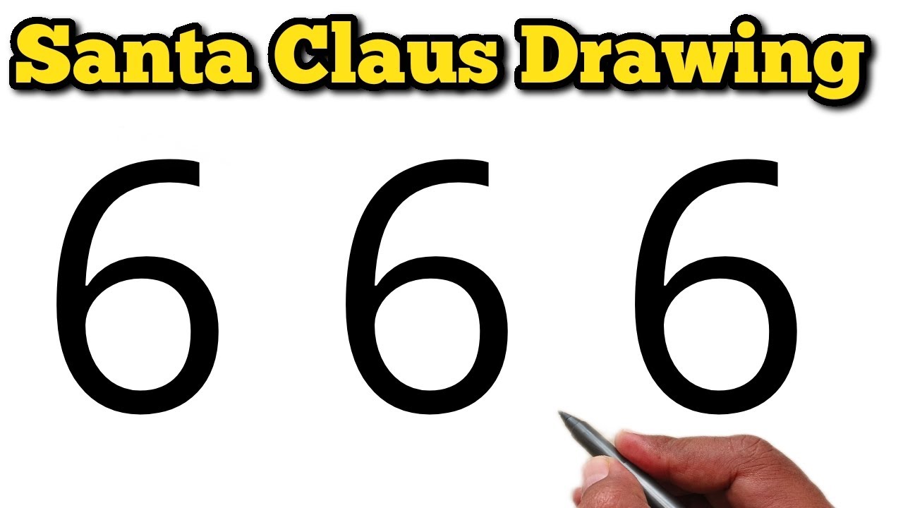 Drawing Using 666 How to Draw Santa Claus from 666 Number | Unique & Viral Number Art For ...