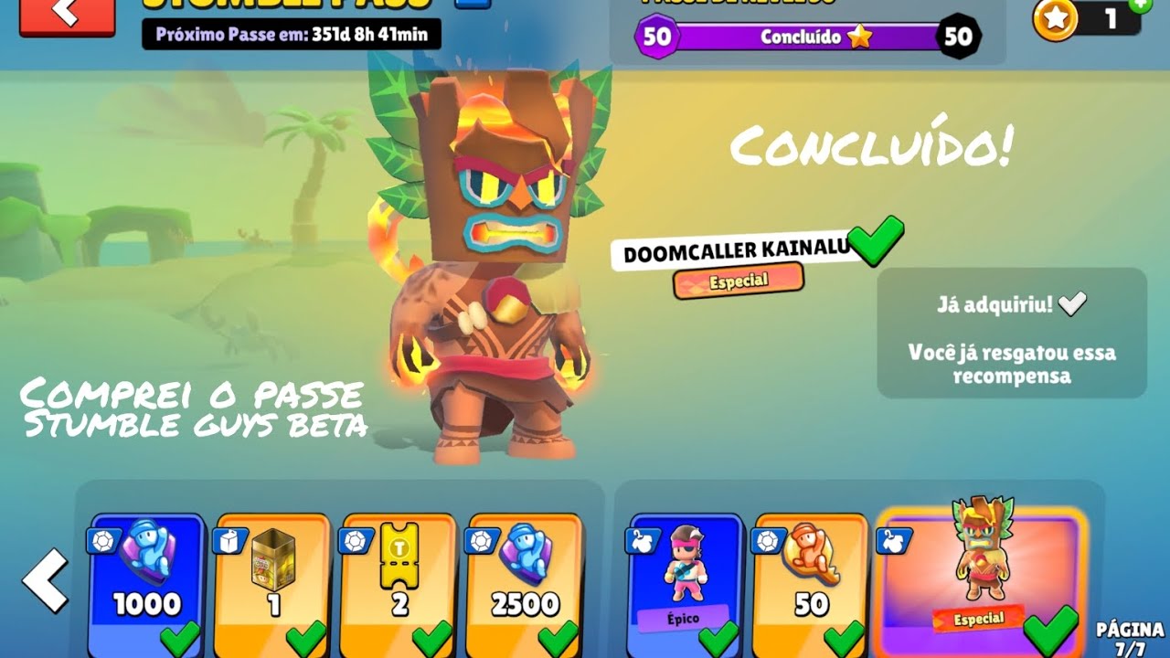Comprei o passe de stumble guys beta na versão 0.95