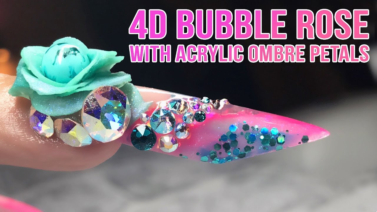 4D BUBBLE ROSE WITH ACRYLIC OMBRE PETALS