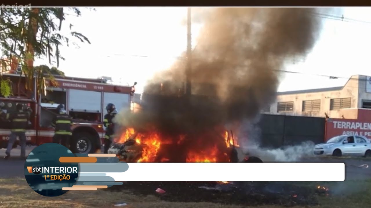 Carro incendiado assusta trabalhadores de Prudente