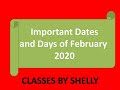 FEBRUARY IMPORTANT DATES AND DAYS. MAY BE GET 1 MARKS MPTET/CTET 2022