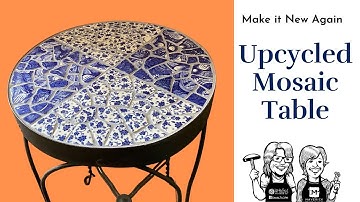 Mosaic Table Top with Vintage Base and Ceramic Tiles and Plates | DIY Tutorial