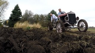 Model T Ford Home-Made Tractor. Plowing 2015 With GoPro