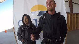 Man takes his future wife on first date skydiving after he met her online.