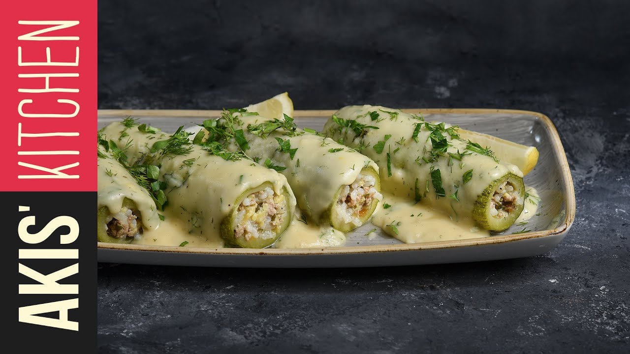 Greek stuffed zucchini in egg lemon sauce | Akis Petretzikis