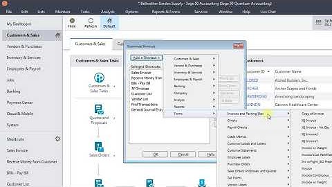 Customizing the Shortcut List in Sage 50 US Edition