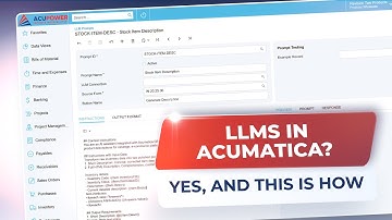Acumatica 2025 R2: How to Activate LLM Prompts on Any Acumatica Screen