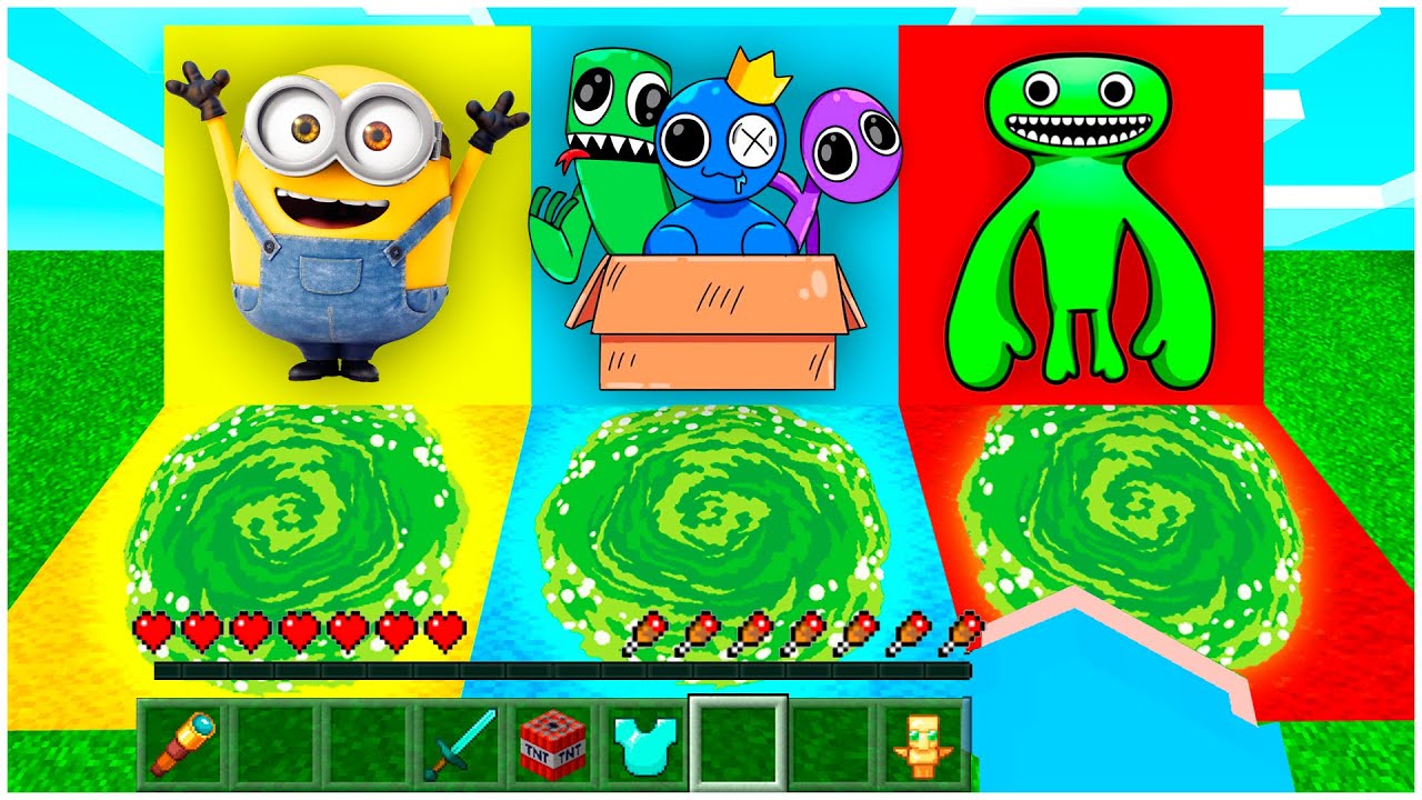 NO ELIJAS EL TUNEL INCORRECTO en MINECRAFT GARTEN OF BANBAN 3 RAINBOW FRIENDS Y MINIONS