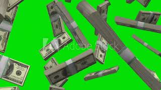Money Falling Cash Stacks US Dollar Green Screen Animated Background Realistic 60 FPS