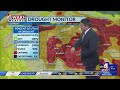 Chances for rain showers with cooler temperatures to start the week