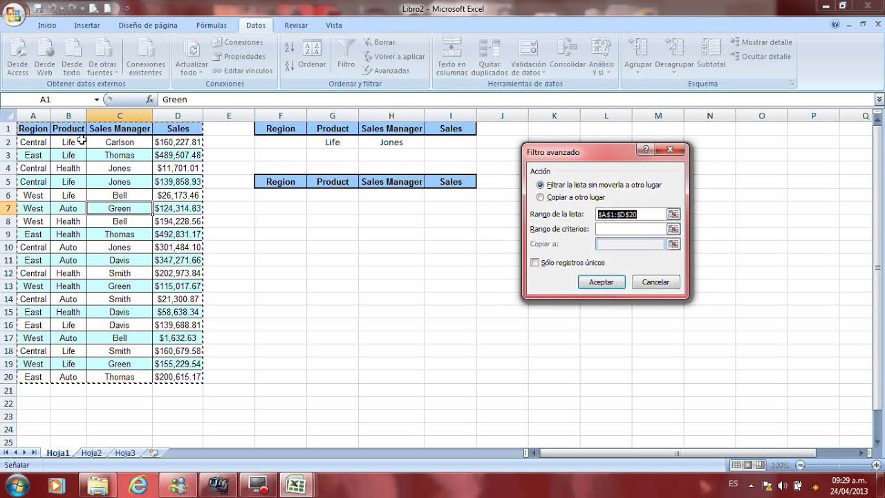 Como crear una base de datos en excel