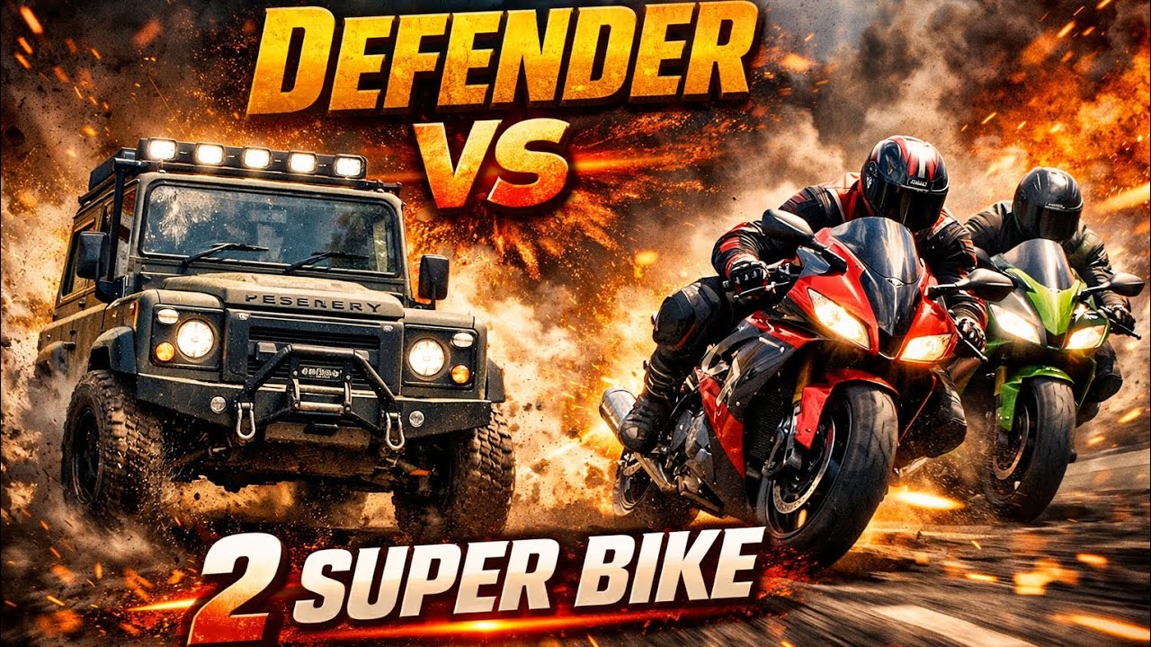 Khatarnak tochan defender Vs 2 super bike 
