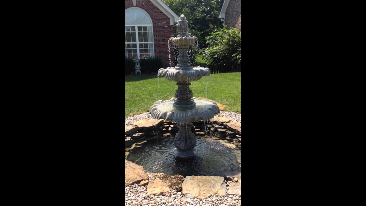 3 tier Granite Fountain in Custom Basin