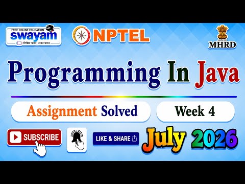 Programming In Java Week 4 Assignment Answers#NPTELASSIGNMENTS#July2026#ProgrammingInJava#Week4#PYQ