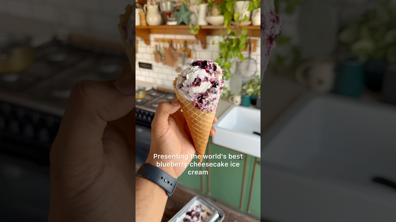 The world&rsquo;s BEST blueberry cheesecake Icecream recipe 😍not kidding! #shorts